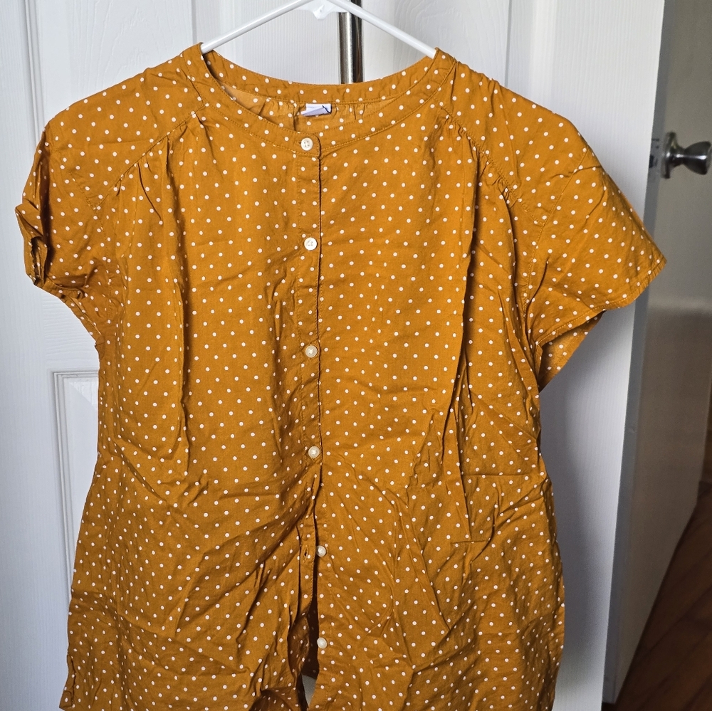 Old Navy Yellow Polka Dot Blouse